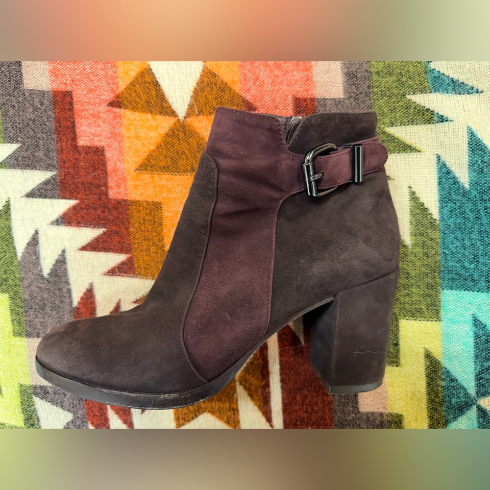 Aquatalia Suede Ankle Booties in Rich Plum